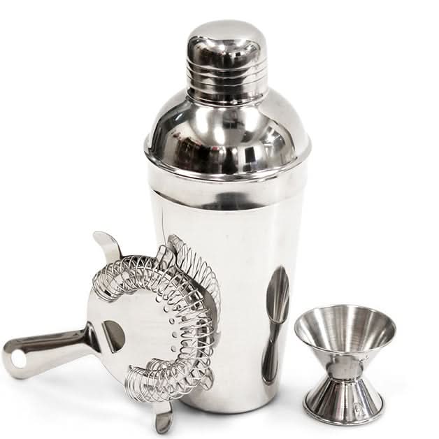 Cocktail Set - Shaker, Strainer, Double Jigger