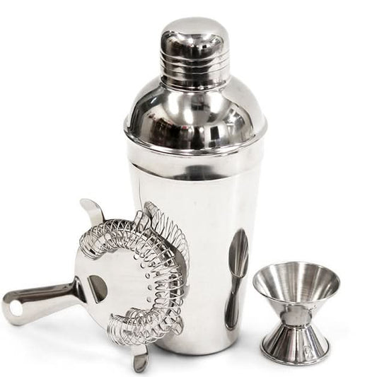 Cocktail Set - Shaker, Strainer, Double Jigger