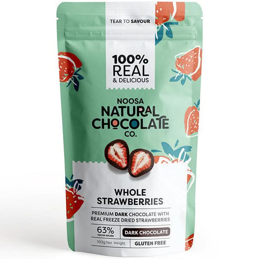 Noosa Natural Chocolate Co. Dark Chocolate Strawberries 100g (V)(GF)