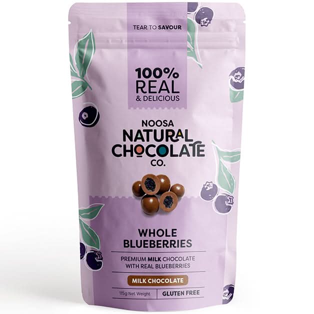 Noosa Natural Chocolate Co. Milk Chocolate Blueberries 100g (GF)