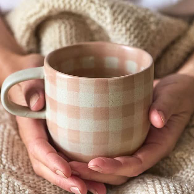 Robert Gordon Soft Terracotta Check Mug