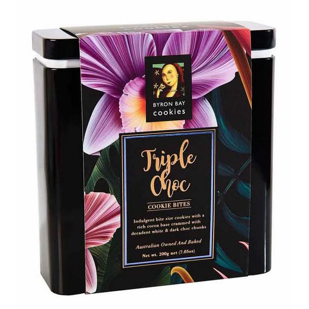 Byron Bay Triple Choc Cookie Bites Gift Tin 200g
