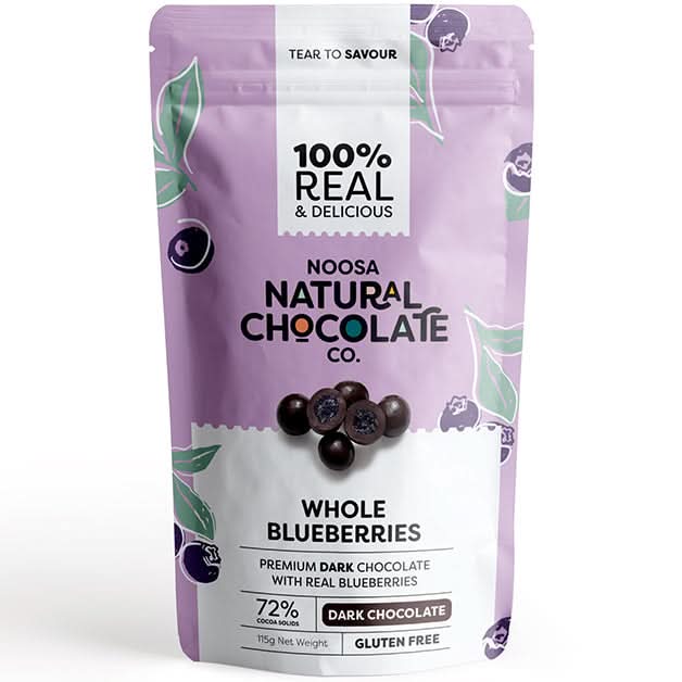 Noosa Natural Chocolate Co. Dark Chocolate Blueberries 100g (V)(GF)