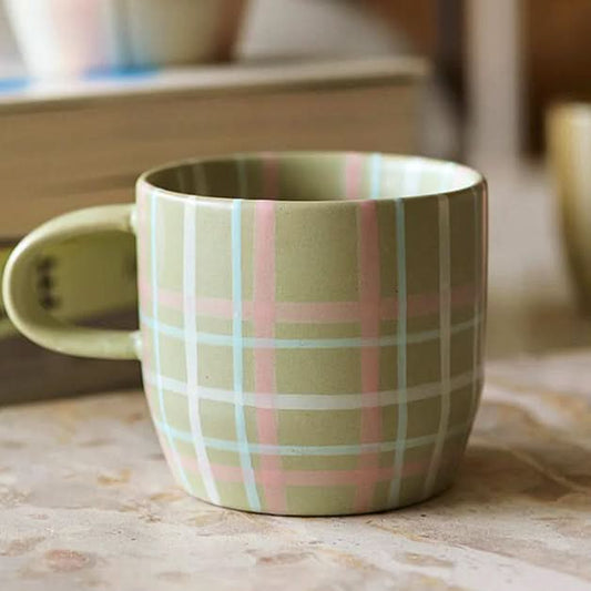 Robert Gordon Sage & Blush Check Mug